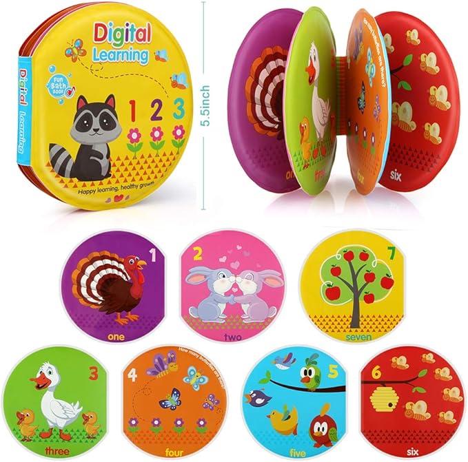 Baby Bath Toys, Nontoxic Bath Books for Babies Bath Time, Bathtub Toys for Toddlers 6 to 12 18 Months, Soft Educational Bath Toys for 1-3 Year Old Girls Boys(Pack of 3)