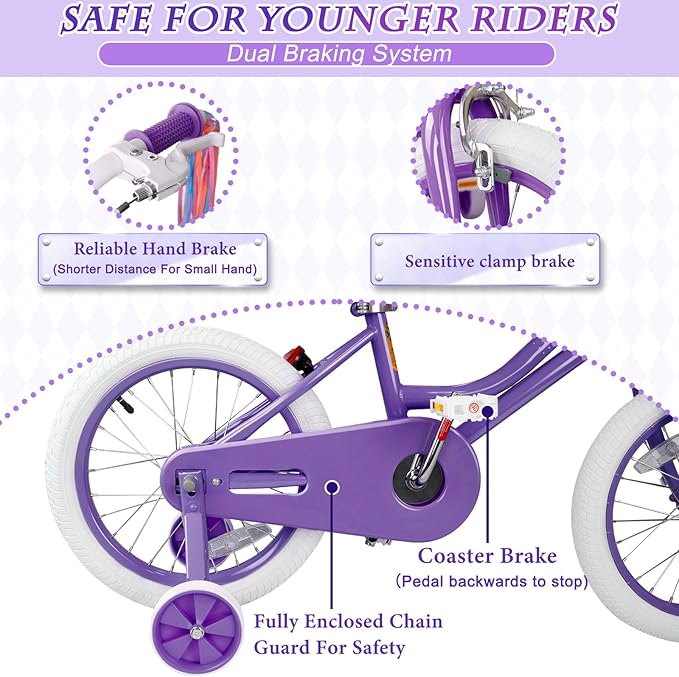 XJD Girls Bike for Toddlers and Kids Ages 2-12 Years Old,12 14 16 Inch Kids Bike with Training Wheels & Basket