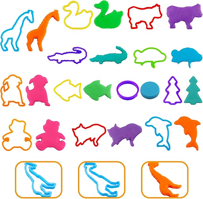 FRIMOONY Dough Tools Set for Kids, Various Animal Molds, Rolling Pins, Random Color, 47 PCS