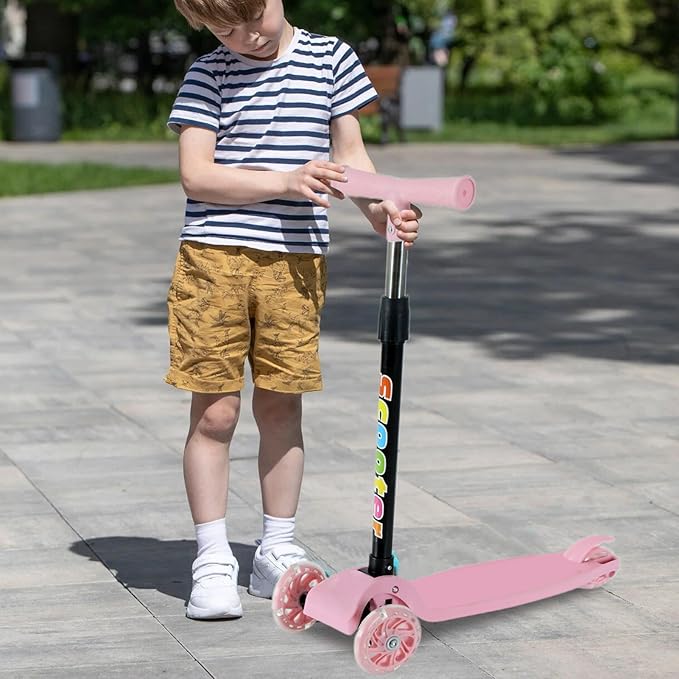 Folding Scooter - 3 Wheeled Scooter for Kids, 3 Wheels Foldable Kick Scooters | Lightweight Bike for Ages 2-8 Boys Girls Outdoor Riders, Kick Scooters for Commuting, Travel, Camping, Backpacking