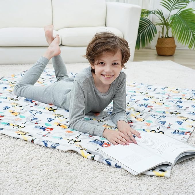 Softan Truck Blanket for Boys, Kids Throw Blanket for Boys and Girls Soft Cozy Flannel, Cute Truck Blanket for Sofa Couch Bed, Christmas Birthday Gift for Kids, 50x60 Inches
