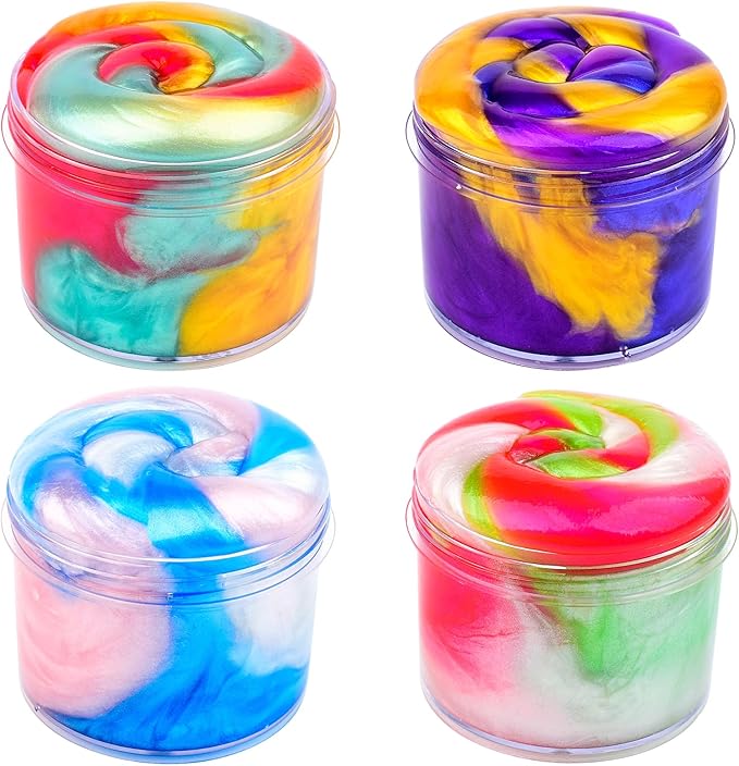 4 Pack Galaxy Slime Kit,Party Favors for Kids, Non Sticky,Wet,Stress & Anxiety Relief,Slime Bulk for Boys Girl,Cute Stuffers,Super Soft Sludge Toy