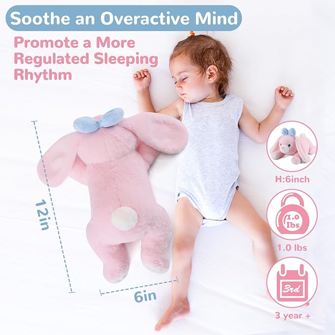 meowtastic Easter Bunny Weighted Stuffed Animals - Easter Rabbit Stuffed Animals, Small Bunny Weighted Plush Pillow - Cute Plush Toys Gifts for Kids & Adults (12" 1.0 lbs)