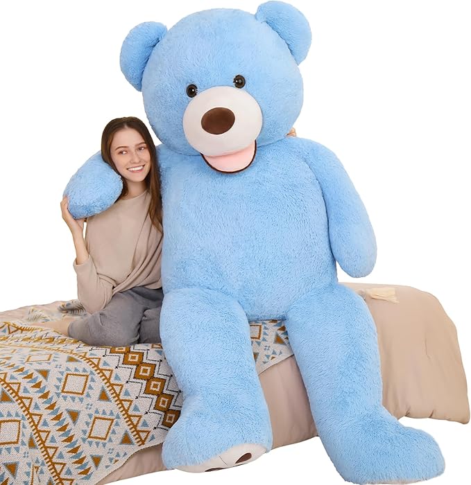 MorisMos Giant Teddy Bear Plush 5ft, Life Size Huge Blue Teddy Bears for Boyfriend, 5 Foot Large Big Stuffed Animal Gifts for Lover on Valentines, Anniversary, Birthday