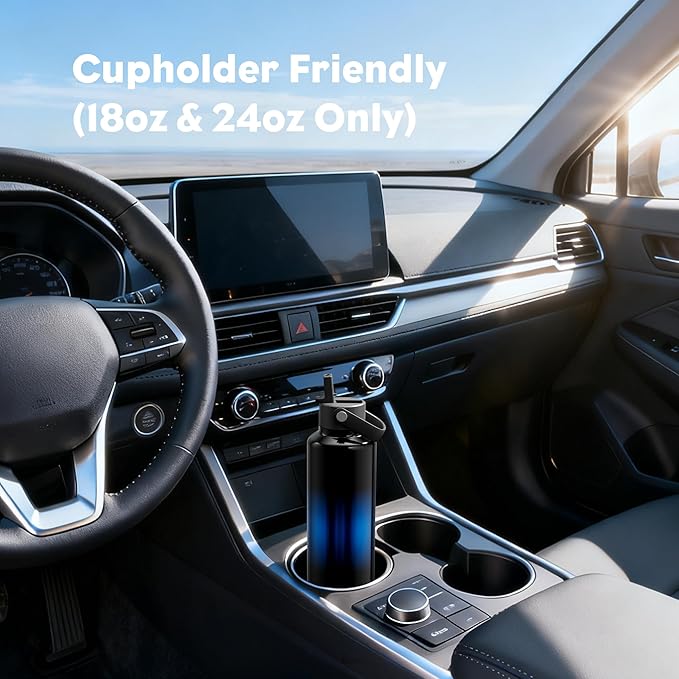 POWCAN 18 oz Water Bottle with Straw: Leakproof Lid, Cold for 24H, Hot for 10H, Flex Cap, Vacuum Stainless Steel Water Bottle for Travel, Sport, Gym, Camping, School, Teens (Twilight Night)