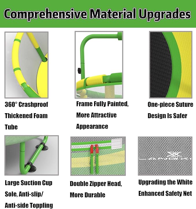 LANGXUN 60" Trampoline for Kids, 5ft Toddler Mini 6-in-1 Trampoline Indoor Outdoor with Swing, Basketball Hoop, Dart Board, Rings, Christmas Toys Birthday Gifts for Girls Boys