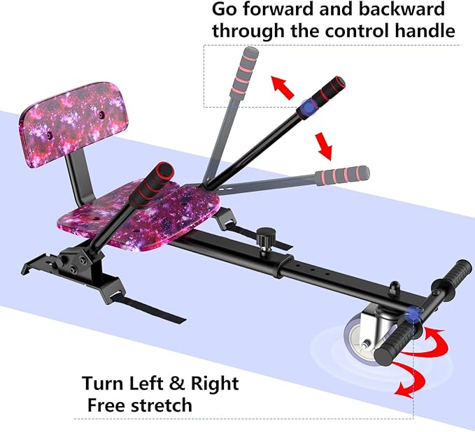 LIEAGLE Scooter With Seat Attachment, 6.5" Scooters Go Kart Combo With Colorful LED Lights & Bluetooth, For Kids Boys Girls Adults All Ages(Starry Purple with Kart)