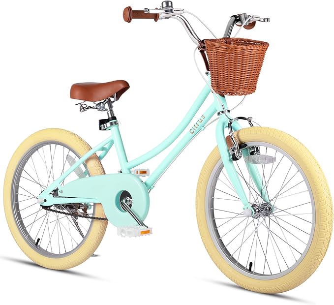 Girls Bike for Age 2-12 Years Old Kids Toddlers 12 14 16 18 20 Inches Retro Bicycles with Training Wheels Basket Bell Ring, Multiple Colors