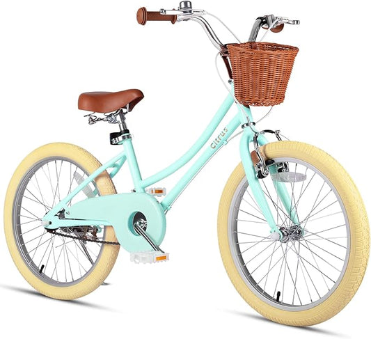 Girls Bike for Age 2-12 Years Old Kids Toddlers 12 14 16 18 20 Inches Retro Bicycles with Training Wheels Basket Bell Ring, Multiple Colors
