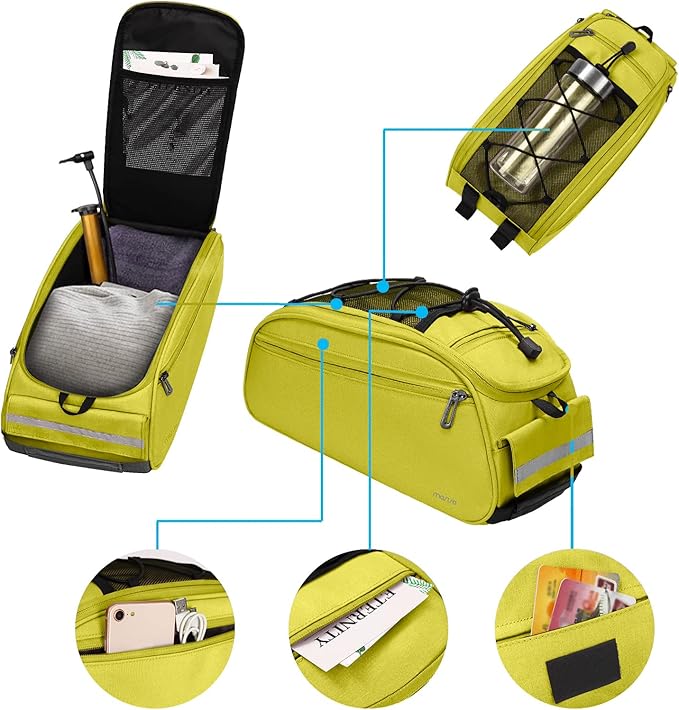 MOSISO Bike Rack Bag, Waterproof Bicycle Trunk Pannier Rear Seat Pouch Cycling Bike Carrier Backseat Storage Luggage Saddle Shoulder Bag