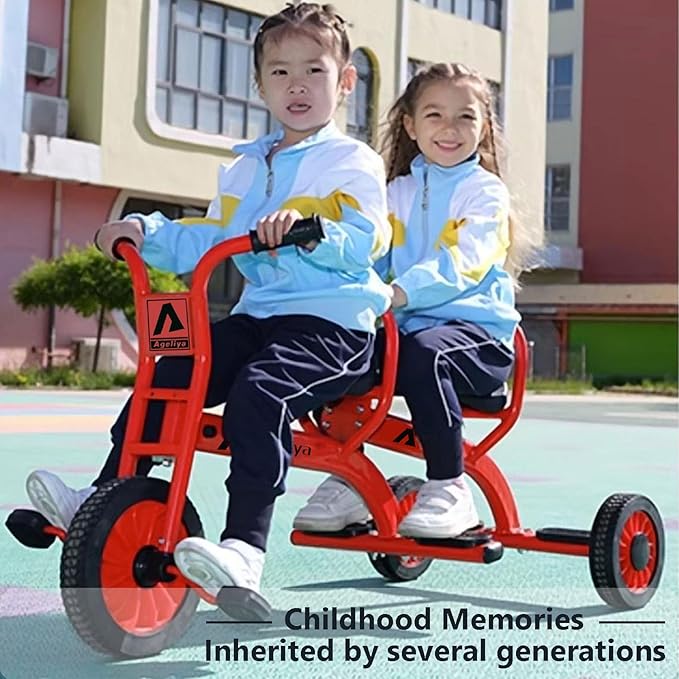 Kids Tricycle for Preschool Ages 3+, Ideal Outdoor Playground & Daycare Yard Trikes, Durable Metal Pedal Trike Gift for Boys and Girls, Sturdy Carbon Steel Frame, Inflation-Free Rubber Wheels