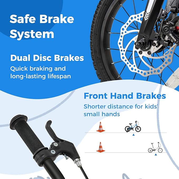 BABY JOY Kids Bike, 16" Magnesium Sporty Bicycle with Dual Disc Brakes, Removable Training Wheels, Body Suspension, Adjustable Handlebar & Saddle, Girls Boys Bike