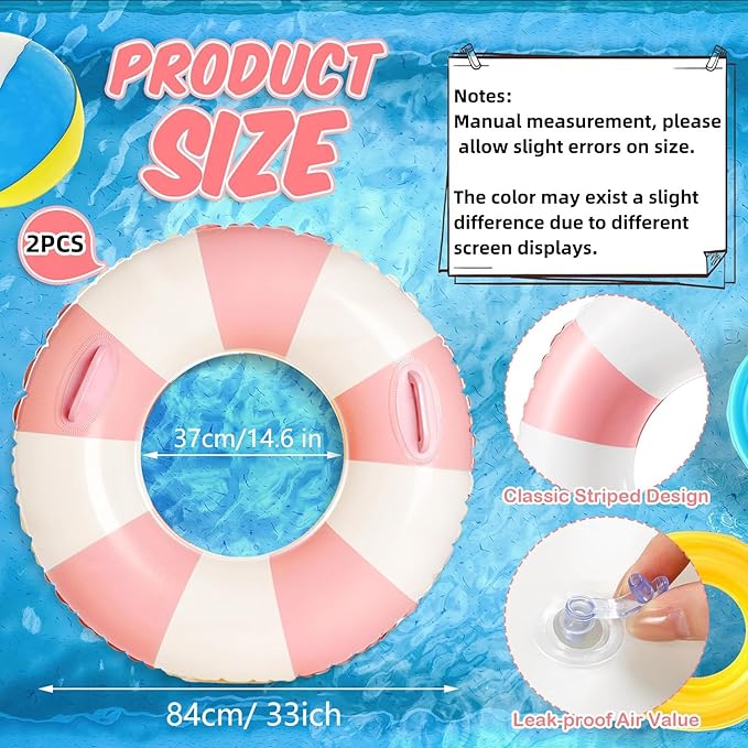 2 PCS Inflatable Pool Floats for Swimming Pool Party Lake Beach Adults - Floaties Pool Tubes Swim Rings Tubes Floaties for Beach Pool Party Decorations