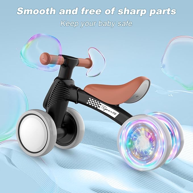 Colorful Lighting Baby Balance Bike Toys for 1 Year Old Boy Gifts, 10-36 Month Toddler Balance Bike, No Pedal 4 Silence Wheels & Soft Seat First Bike, One Year Old Boy Birthday Gift.