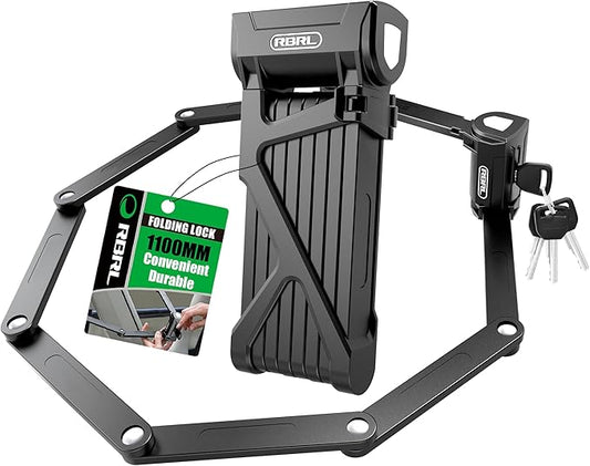 RBRL Folding Bike Lock, 3.6ft Heavy Duty Anti Theft, Hardened Steel 8mm Chain Lock with 4 Keys for Ebikes, Scooters, Motorcycles & MTB