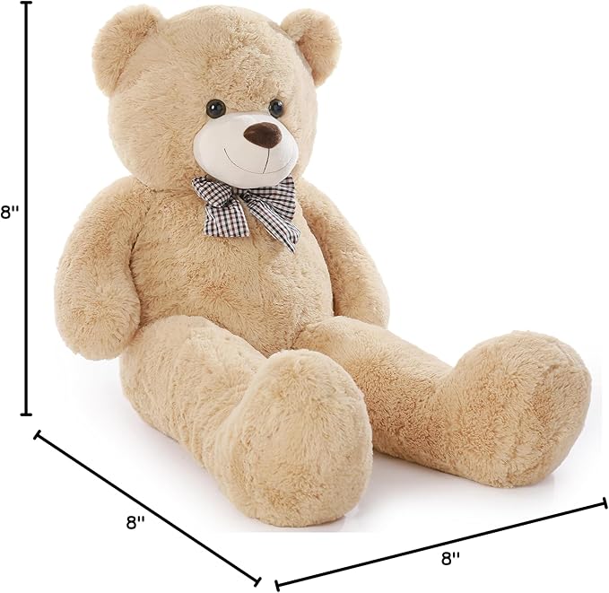 Poutmac Big Teddy Bear 4Ft Giant Soft Stuffed Animals Cute Plush Toy for Girlfriend Women Kids for Valentine's Christmas Birthday (Light Brown, 47 inches)
