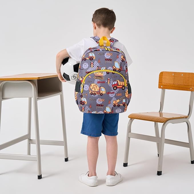 Cokouchyi 3 Pcs Kids Backpack Set with Lunch Box & Pencil Case, Lightweight Preschool Backpack for Boys Age 3-8, Kids Book bag Elementary, Truck Car