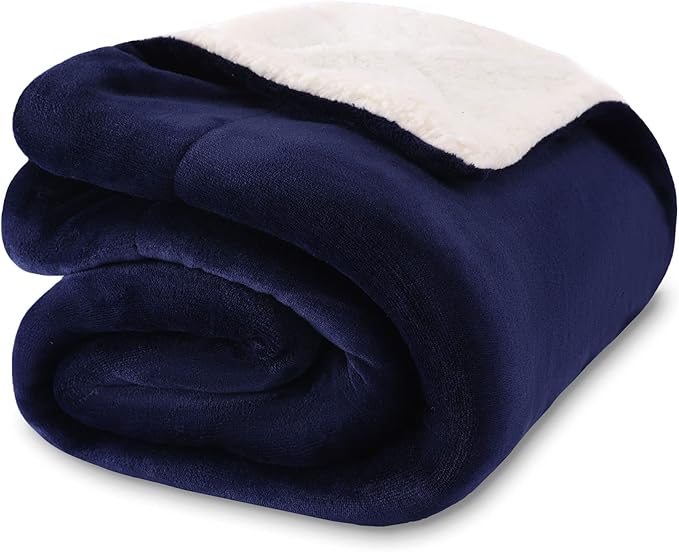 NANPIPER Baby Sherpa Blanket,Warm Toddler Throw Blanket,Soft Newborn Fleece Blanket for Winter (Navy Blue,30x40 inches)