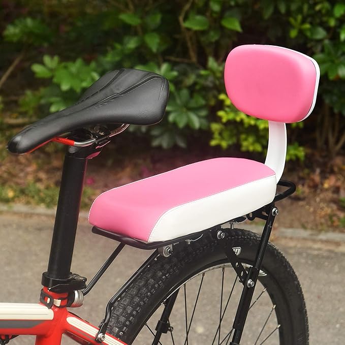 Lixada Bicycle Back Seat Cycling Bike Mountain Bike PU Leather Soft Cushion Rear Rack Seat with Back Rest