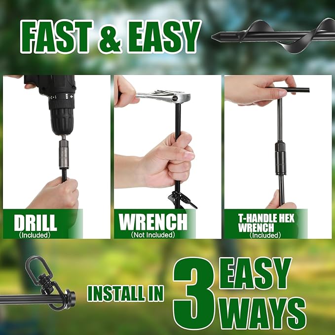 Lasnten 6 Set Tree Stake Kits Heavy Duty Tree Staking and Supports Straps Ties for Straightening Leaning Young Trees Stabilizer Metal Spiral Stakes Anchors Protects from Bad Weather (Black)