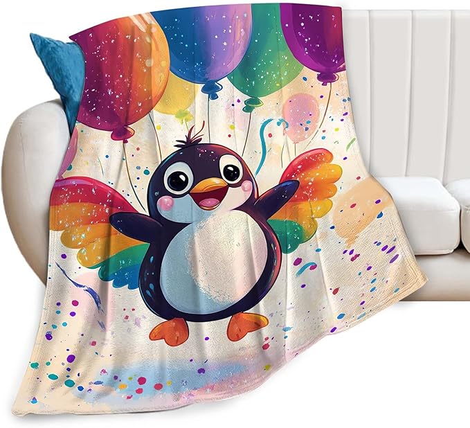 Penguin Throw Blanket Penguin Blanket Gifts for Kids Girls Boys Soft Cozy Warm Plush Fluffy Fuzzy Fleece Blanket Birthday Festival Decor 40''X50''