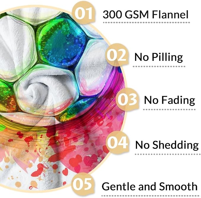 Soccer Throw Blanket - Soft, Fuzzy & Warm - 60x80 Inches Twin Size Blanket for Couch, Office - Colorful Cute Throw Gift for Girls, Boys
