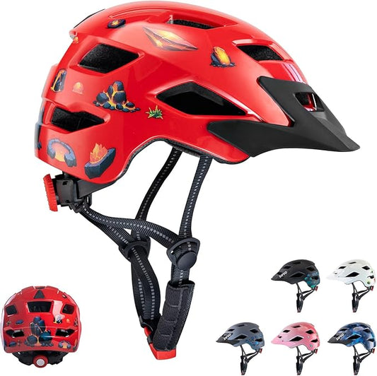 Kids Bike Helmet for Boys & Girls Ages 5-8-14,Lightweight Adjustable 50-57cm Bicycle Helmet with Visor & Reflective Strap，CPSC Certified for Cycling, Skating, Scooters