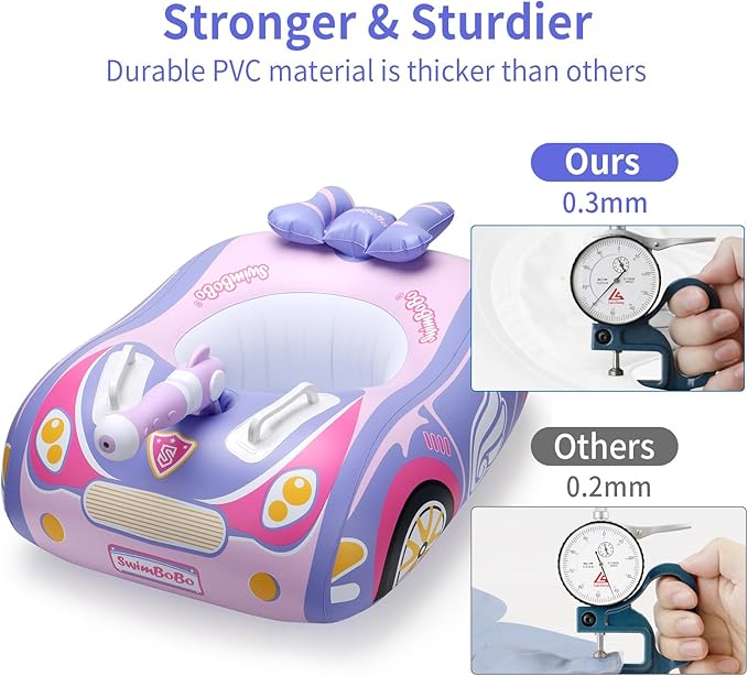 Swimbobo Toddler Pool Float with Seat Boat Inflatable Ride-on Airplane Pirates Sharks Car for Kids Outdoor Toys