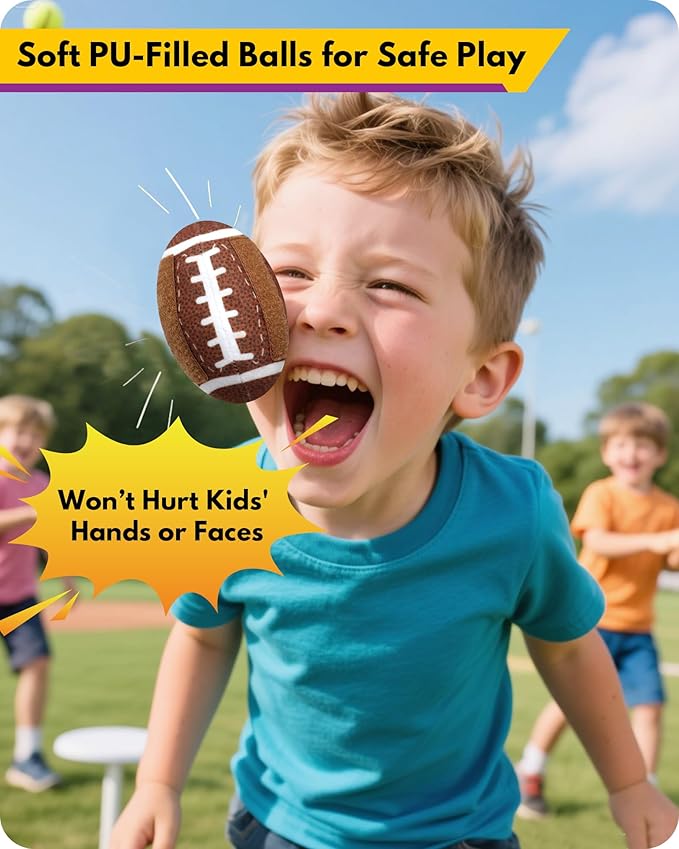 Toss and Catch Ball Game Camping/Yard/Outdoor Sports Toy for Kids, Outdoor Family Games for Kids and Adults with 2 Soft Sticky Balls and 2 Upgraded Paddles, Ages 3-8+ (Football)