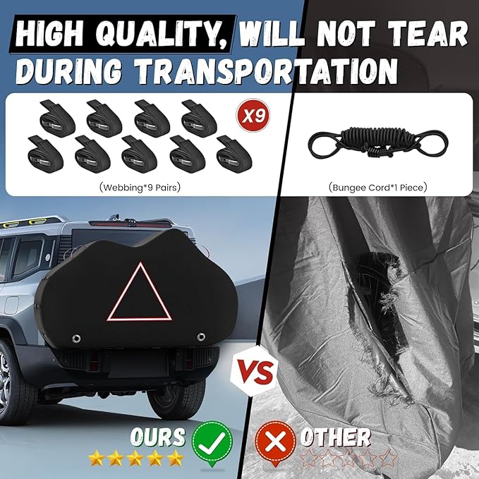 Bike Cover for Transport 2 Bikes Outdoor Bike Covers for 2 Bikes on Rear Bike Rack Transport Heavy Duty Waterproof, 420D Bicycle Rack Covers for 2 Bikes on Car Hitch Travel Storage Type2