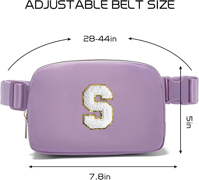 Gitus Birthday Gifts for 8 9 10 11 12 13 Year Old Girls Personalized Fanny Pack Crossbody Bags with Initial Letter Patch Belt Bag for Teen Girls Cute Trendy Stuff Travel Essentials (Lavender-S)