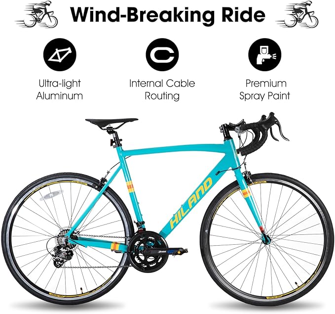 HILAND 700c Road Bike 14 Speed, Aluminum Frame Racing Bike, City Commuter Bicycle for Men Women