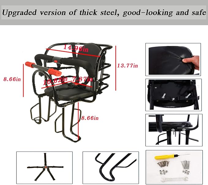 Child Bike Seat,Rear Mount Baby Bike Seat,Kids Back Bike Seat Safety Carrier for Adult Bike Attachment,Mountain Bike,Electric Bikes,Bicycles (Black)
