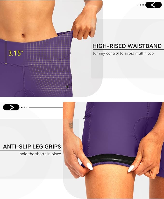 Women's 4D Padded Bike Shorts 5"/7" Riding Underwear Cycling Bicycle Road Biking Cycle Shorts for Women Zipper Pockets
