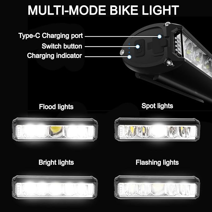 4800 Lumen Bike Lights, USB-C Rechargeable Bicycle Light, Super Bright Bike Lights for Night Riding, IP65 Waterproof Bicycle Headlight, for Commuters Adults and Children