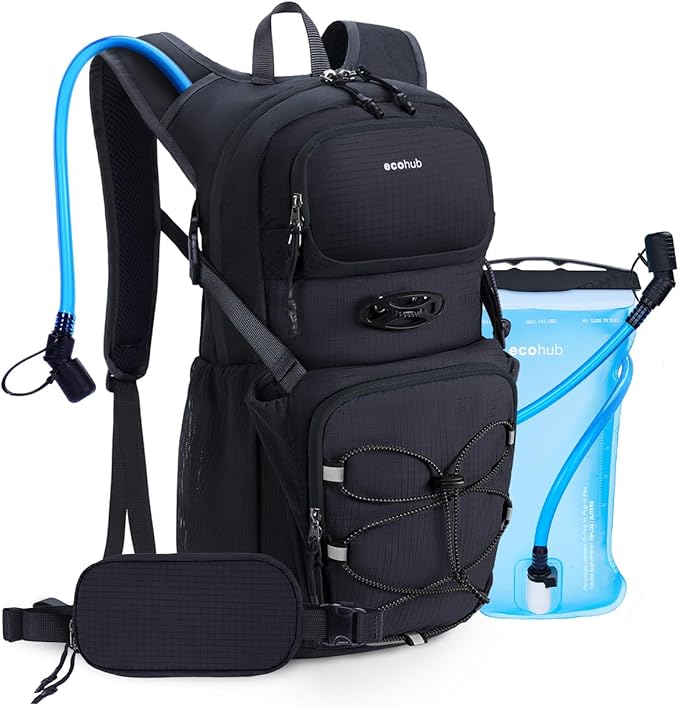 ECOHUB Hydration Backpack for Men Women, 20L Lightweight Hiking Daypack Cycling Backpack with 2L Water Bladder, Insulated Hydration Pack with Waist Pack
