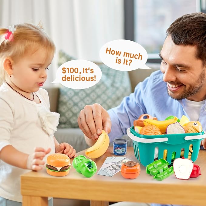 200Pcs Mini Play Kitchen Accessories for Kids, Pretend Cooking Playset with Cookware, Tableware & 2 Fruit Sets, Learning Gift for Girls, Boys, Toddlers, Pink