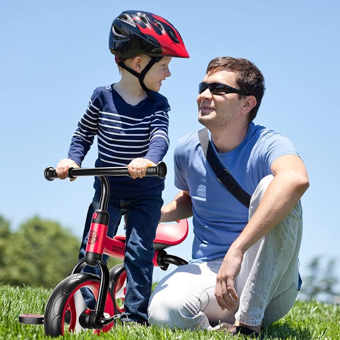 YGJT 4 in 1 Tricycle for Toddlers Age 2-5, Folding Toddler Bike Kids Trike Tricycles with Adjustable Seat and Removable Pedal, Baby Balance Bike Ride-on Toys Gift for Baby Boys Girls Birthday