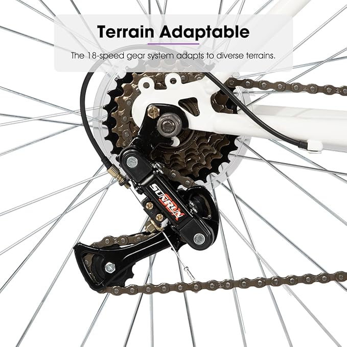 HILAND Bamcbase Womens Mountain Bike, 24 26 Inch 18 Speeds Hybrid Commuter Bicycle for Adults, Sport Hardtail Trail MTB