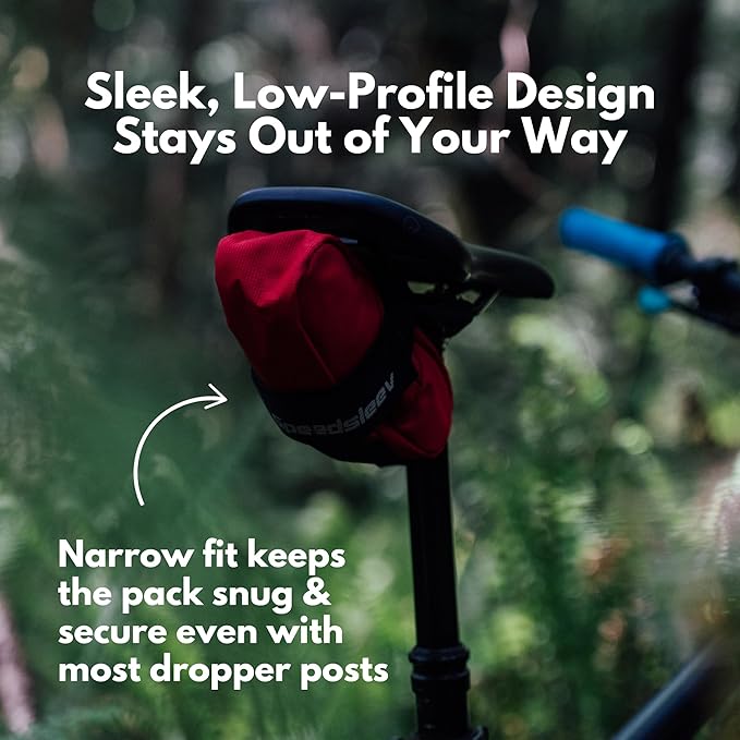 Ranger Medium Bike Saddle Bag – Compact Under Seat Cycling Pack for Road, Gravel & MTB – Waterproof, Rattle-Free Tool Storage – Lightweight Bike Gear Bag with Reflective Safety Strap – Red