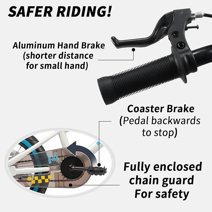 Glerc NuNu 12 14 16 Inch Kids Bike BMX Style for 2-8 Years Old Boys Girls, Toddler Bicycles with Training Wheels & Coaster Brake, Multiple Colors