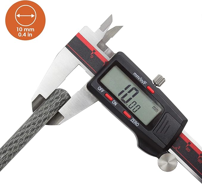 BV Heavy-Duty 15FT Security Cable with Loops - 10mm (3/8 Inch) Cut-Resistant Braided Steel Cable - Versatile & Weatherproof - Security Chain for Padlock, Chain Lock, Wire Lock