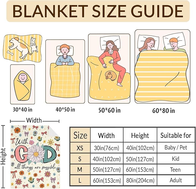 Christian Blanket Gifts for Kids Girls Christian Gift for Toddlers Kids Girls Age 3-4, 30" x 40" Cute Soft Lightweight Flannel Cozy Fuzzy Comfy Floral Throws for Couch, Sofa, Bed, Lap, Travel