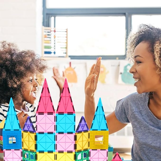 Jasonwell Magnetic Tiles Kids Magnetic Blocks 60PCS Building Sets 3D Magnet Toys Preschool Educational Construction STEM Toy Christmas Birthday Gifts for Toddlers Boys Girls 3 4 5 6 7 8 9 + Year Old