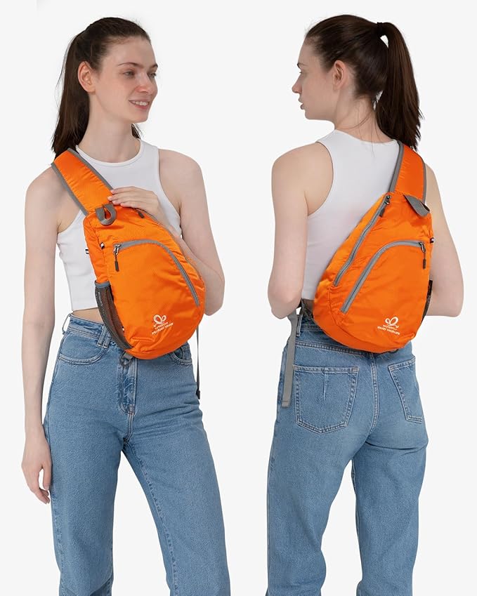 WATERFLY Crossbody Sling Bag Small Water Resistant Backpack Lightweight Shoulder Chest Daypack for Men Women Hiking Travel