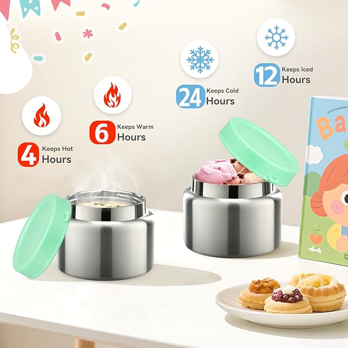 Dinosaur Lunch Box for Kids with Secret Compartment | 4 Compartments Bento Box + 12oz Insulated Food Jar | Leak-Proof Sauce Cup & Collapsible Spoon | BPA-Free, Dishwasher Safe(Green-01)