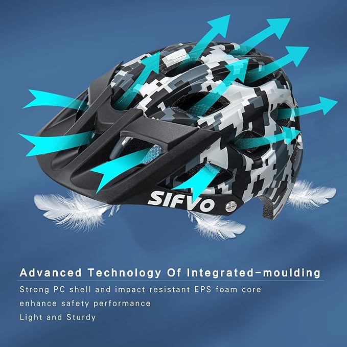 Kids Bike Helmet, SIFVO Kids Helmet 8+ Boys and Girls Bike Helmet with Cool Visor, Bike Helmets for Kids, Youth Bike Helmet Kids Mountain Bike Helmet Lightweight and Sturdy【55-58cm】