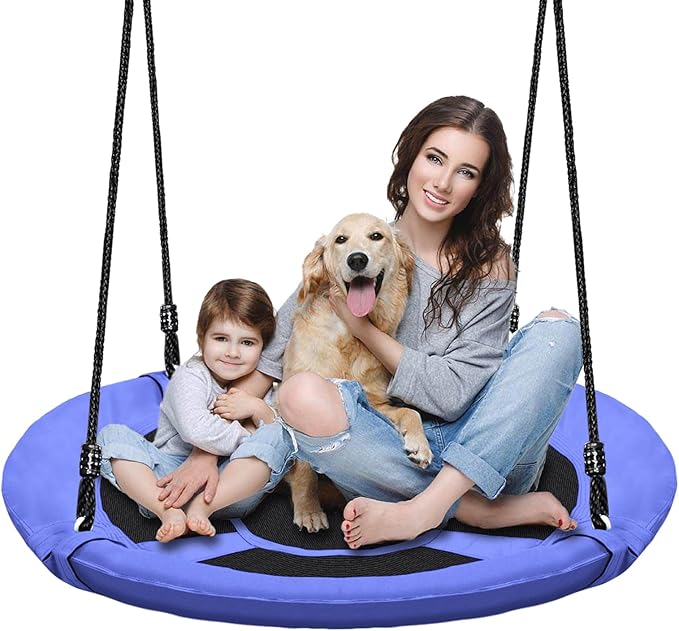40" Saucer Tree Swing for Kids - 500Lb Weight Capacity, Waterproof Platform Swing Seat with Adjustable Ropes for Kids Playground Outdoor Activity Backyard Fun