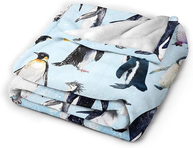Penguin Blanket Gifts for Girls Boys Penguins Throw Blankets Cozy Plush Fleece Flannel Fuzzy for Women Men Decor 60"X50"