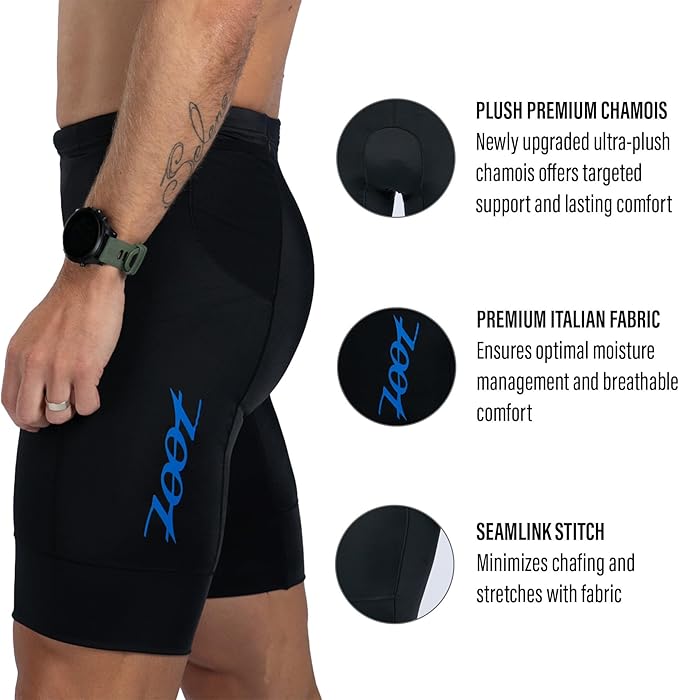 Zoot Men’s Core 9-Inch Tri Shorts, Quick Dry Performance Triathlon Shorts with Cycling Chamois Pad, Pockets & UPF 50+ Fabric